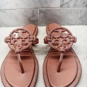 Tory Burch Metallic Rose Sandals